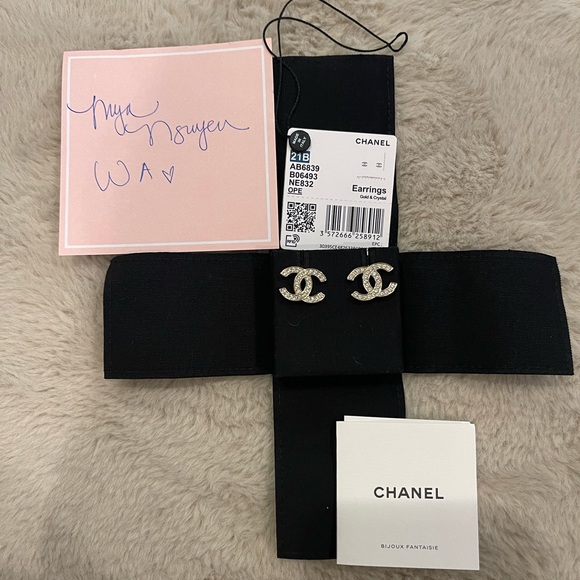 SOLD Chanel CC Gold/Crystal Earrings/ Studs  21B - New! - Picture 7 of 10